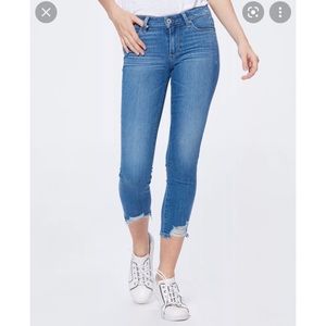 PAIGE Denim Skyline Skinny Crop Jeans North Star Distressed Wash - Size 27